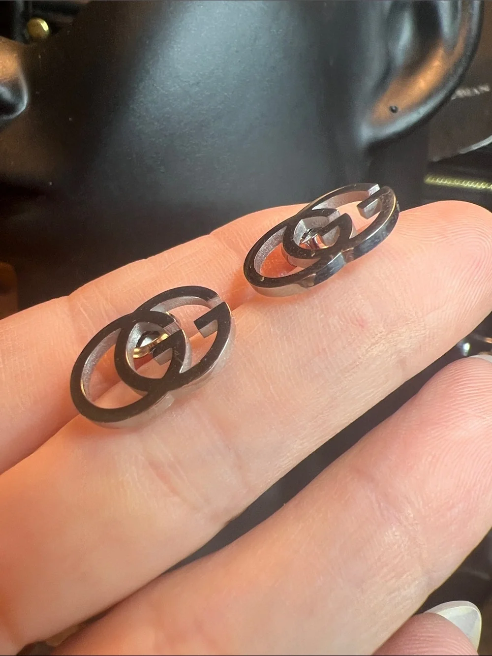 Interlocking G Silver-Tone Stainless Steel Stud Earrings